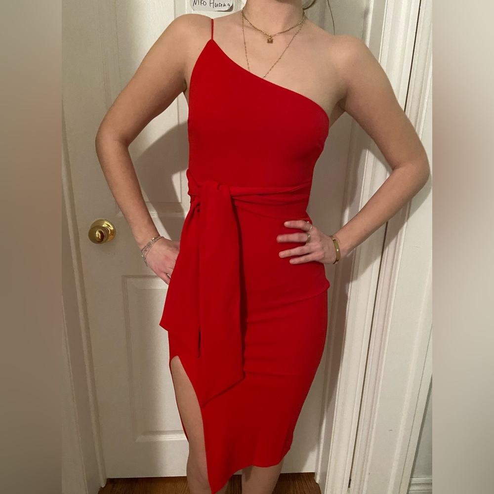 Red One Shoulder Dress